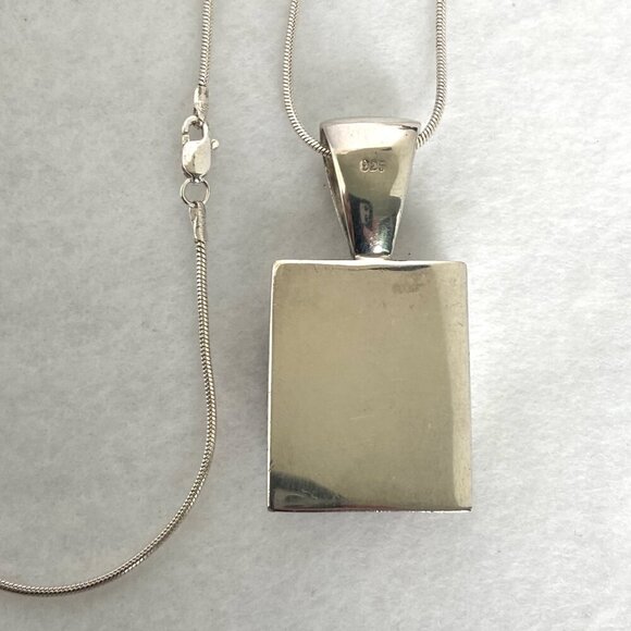 Solid Sterling Silver 925 Sim Red Jasper Pendant Necklace 19.5" Snake Chain - Picture 9 of 16